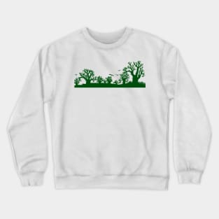 Baobab Trees Silhouette Green Crewneck Sweatshirt